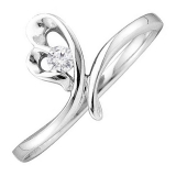 0.05 Carat (ctw) 14k White Gold Round Diamond Ladies Solitaire Bridal Heart Love Promise Ring