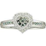 0.25 Carat (ctw) 14k White Gold Blue & White Diamond Ladies Bridal Promise Heart Engagement Ring