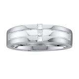 0.15 Carat (ctw) 14k White Gold Princess Cut White Diamond Men's 3 Stone Invisible Wedding Band