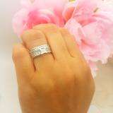 1.00 Carat (ctw) 14k White Gold Princess & Round Diamond Ladies Bridal Engagement Ring Matching Band Set