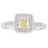 0.25 Carat (ctw) 14k White Gold Yellow & White Diamond Ladies Invisible Bridal Engagement Ring