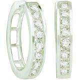 1.00 Carat (ctw) 14k White Gold Round White Diamond Ladies Fashion Hoop Earrings