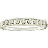 2.40 Carat (ctw) 14k White Gold Brilliant Round White Diamond Ladies Flower Bangle Bracelet