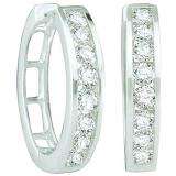 0.25 CT 14k White Gold Brilliant Diamond Ladies Huggie Hoop Earrings