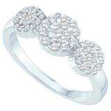 0.50 Carat (ctw) 14k White Gold Round White Diamond Ladies Cluster Flower Ring