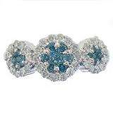 1.00 Carat (ctw) 14k White Gold Round Blue & White Diamond Ladies Cluster Flower Fashion Ring