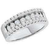 1.00 Carat (ctw) 14k White Gold Round White Diamond Ladies Anniversary Wedding Band