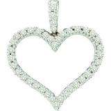 0.48 Carat (ctw) 14k White Gold Brilliant White Diamond Ladies Heart Pendant