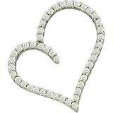 0.50 Carat (ctw) 14k White Gold Brilliant White Diamond Ladies Heart Pendant