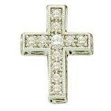 0.25 Carat (ctw) 14k White Gold Round White Diamond Ladies Cross Pendant