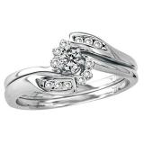 0.25 Carat (ctw) 14k White Gold Brilliant White Diamond Ladies Bridal Engagement Ring Set