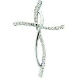 0.10 Carat (ctw) 14k White Gold Brilliant White Diamond Ladies Cross Pendant
