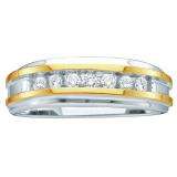 0.25 Carat (ctw) 10k White Gold Brilliant White Diamond Men's 7 Stone Wedding Band