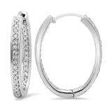 0.25 Carat (ctw) 14k White Gold Brilliant White Diamond Ladies Hoop Earrings