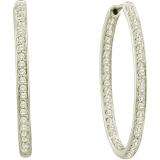 0.51 Carat (ctw) 14k White Gold Brilliant White Diamond Ladies Hoop Earrings