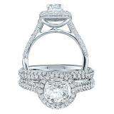 1.23 Carat (ctw) 14k White Gold Brilliant Round White Diamond Ladies Halo Style Bridal Engagement Ring Set