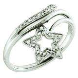 0.03 Carat (ctw) 10k White Gold Round White Diamond Ladies Cluster Star Ring