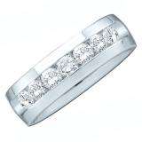 0.25 Carat (ctw) 14K White Gold Round White Diamond Men's 7 Stone Machine Set Wedding Band 1/4 CT