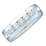 0.53 Carat (ctw) 14K White Gold Round White Diamond Men's 7 Stone Machine Set Wedding Band 1/2 CT