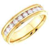 0.28 Carat (ctw) 14K Yellow Gold Round White Diamond Men's Machine Set Wedding Band 1/4 CT