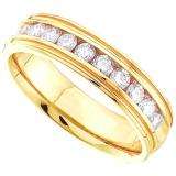 0.53 Carat (ctw) 14K Yellow Gold Round White Diamond Men's Machine Set Wedding Band 1/2 CT