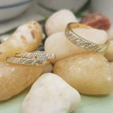 0.09 Carat (ctw) 10K Yellow Gold Round White Diamond Men's & Women's Engagement Ring Trio Bridal Set