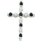 0.12 Carat (ctw) 14k White Gold Black & White Diamond Ladies Cross Pendant