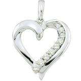 0.25 Carat (ctw) 10k White Gold Brilliant White Diamond Ladies Heart Pendant