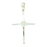 0.11 Carat (ctw) 10k White Gold White Diamond Ladies Cross Pendant