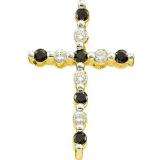 0.12 Carat (ctw) 10k Yellow Gold Black & White Diamond Ladies Cross Pendant