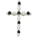 0.12 Carat (ctw) 10k White Gold Black & White Diamond Ladies Cross Pendant