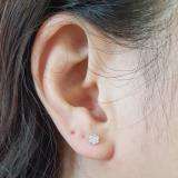 0.15 Carat (ctw) 10k White Gold Round White Diamond Ladies Cluster Flower Earrings