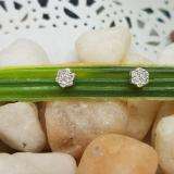 0.15 Carat (ctw) 10k White Gold Round White Diamond Ladies Cluster Flower Earrings