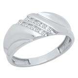 1/8 CT Sterling Silver Round White Diamond Channel Set Men's Wedding Anniversary Band