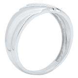 1/8 CT Sterling Silver Round White Diamond Channel Set Men's Wedding Anniversary Band