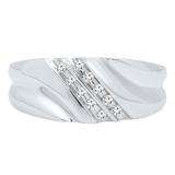 1/8 CT Sterling Silver Round White Diamond Channel Set Men's Wedding Anniversary Band