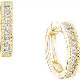 0.26 Carat (ctw) 10K Yellow Gold Round White Diamond Ladies Huggies Hoop Earrings 1/4 CT