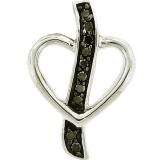 0.10 Carat (ctw) Sterling Silver Black Diamond Ladies Heart Pendant