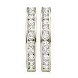 2.00 Carat (ctw) 14k White Gold Round White Diamond Ladies Fashion Hoop Earrings