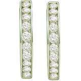1.50 Carat (ctw) 14k White Gold Brilliant Round White Diamond Ladies Fashion Hoop Earrings