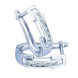 0.20 Carat (ctw) 10K White Gold Round White Diamond Ladies Fashion Hoop Earrings 1/5 CT
