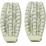 1.00 Carat (ctw) 14k White Gold Round & Baguette Cut White Diamond Ladies Fashion Earrings