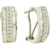 0.85 Carat (ctw) 14k White Gold Round & Baguette Cut White Diamond Ladies Fashion Earrings