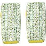 0.93 Carat (ctw) 14k Yellow Gold Round & Baguette Cut White Diamond Ladies Vintage Look Fashion Earrings