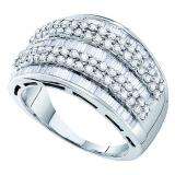 1.30 Carat (ctw) 14k White Gold Round & Baguette Cut White Diamond Ladies Wedding Fashion Band