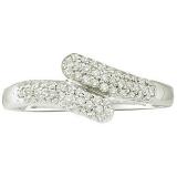 0.20 Carat (ctw) Round White Diamond Ladies Bypass Style Right Hand Ring 1/5 CT 14K White Gold
