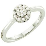 0.25 Carat (ctw) 14k White Gold Round White Diamond Ladies Engagement Flower Ring