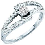 0.50 Carat (ctw) 14k White Gold Round White Diamond Ladies Split Shank Bridal Engagement Ring