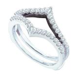 0.47 Carat (ctw) 14k White Gold White Round Diamond Anniversary Enhancer Guard Matching Wedding Band