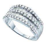 1.00 Carat (ctw) 14k White Gold Round & Baguette Cut White Diamond Ladies Anniversary Wedding Band Ring